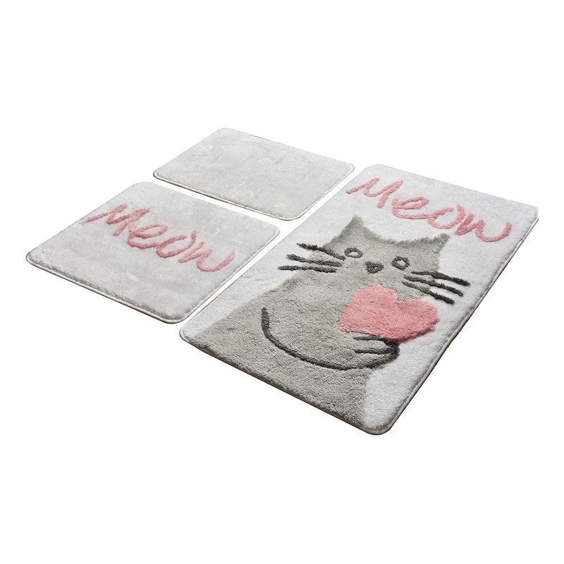 ASIR L'essential Maison Kedicik - White Multicolor Acrylic Bathmat Set