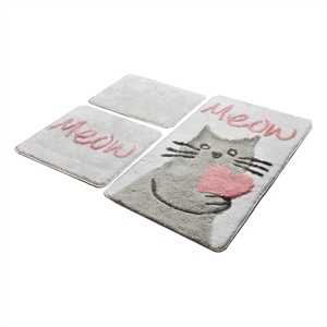 ASIR L'essential Maison Kedicik - White Multicolor Acrylic Bathmat Set