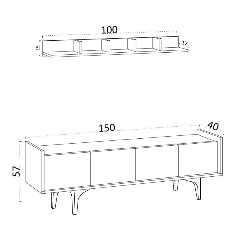 ASIR Hanah Home Kastra White TV Unit Engineered Wood