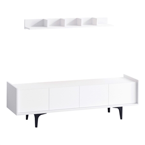 ASIR Hanah Home Kastra White TV Unit Engineered Wood