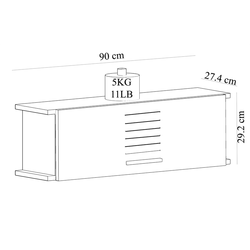 ASIR Hanah Home Rafdawn - Walnut Anthracite White Wall Shelf