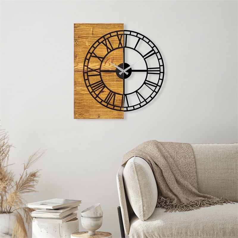 ASIR Wallity Wooden Clock 10 Walnut Black Decorative Wooden Wall Clock