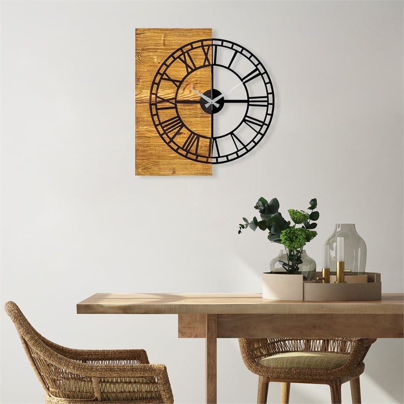 ASIR Wallity Wooden Clock 10 Walnut Black Decorative Wooden Wall Clock