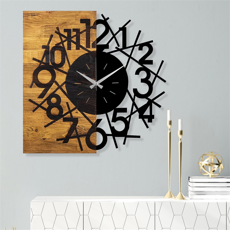 ASIR Wallity Wooden Clock 26 Walnut Black Decorative Wooden Wall Clock