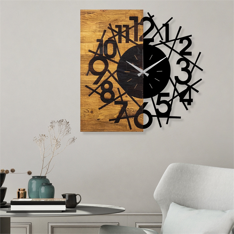 ASIR Wallity Wooden Clock 26 Walnut Black Decorative Wooden Wall Clock