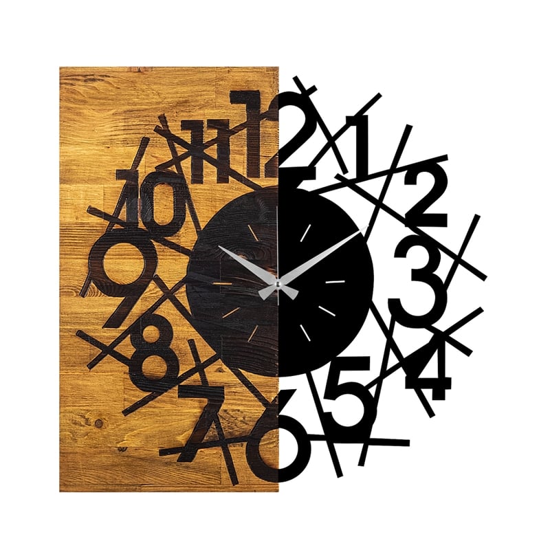 ASIR Wallity Wooden Clock 26 Walnut Black Decorative Wooden Wall Clock