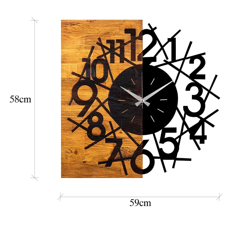 ASIR Wallity Wooden Clock 26 Walnut Black Decorative Wooden Wall Clock