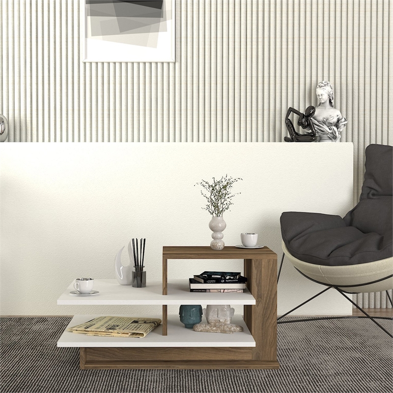 ASIR Hanah Home Vens - White/Walnut White Walnut Coffee Table