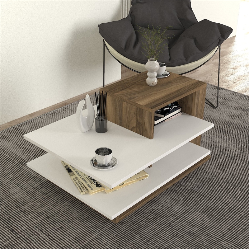 ASIR Hanah Home Vens - White/Walnut White Walnut Coffee Table