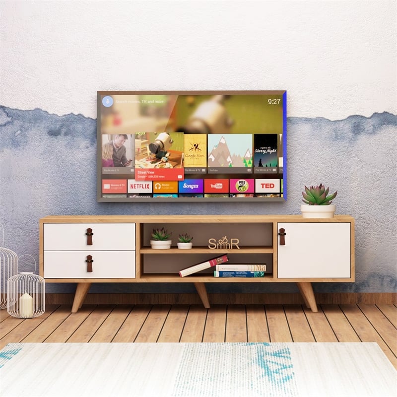 ASIR Hanah Home Lara Oak White TV Unit Engineered Wood