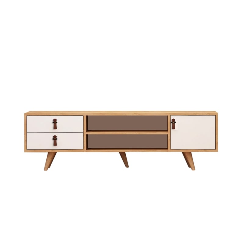 ASIR Hanah Home Lara Oak White TV Unit Engineered Wood