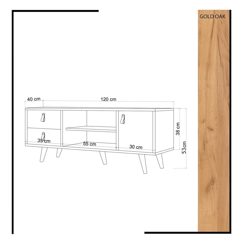 ASIR Hanah Home Lara Oak White TV Unit Engineered Wood