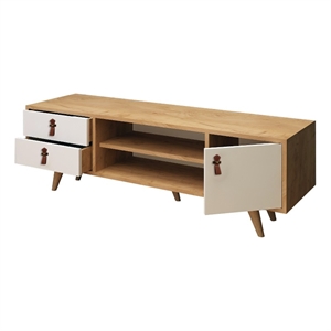 ASIR Hanah Home Lara Oak White TV Unit Engineered Wood
