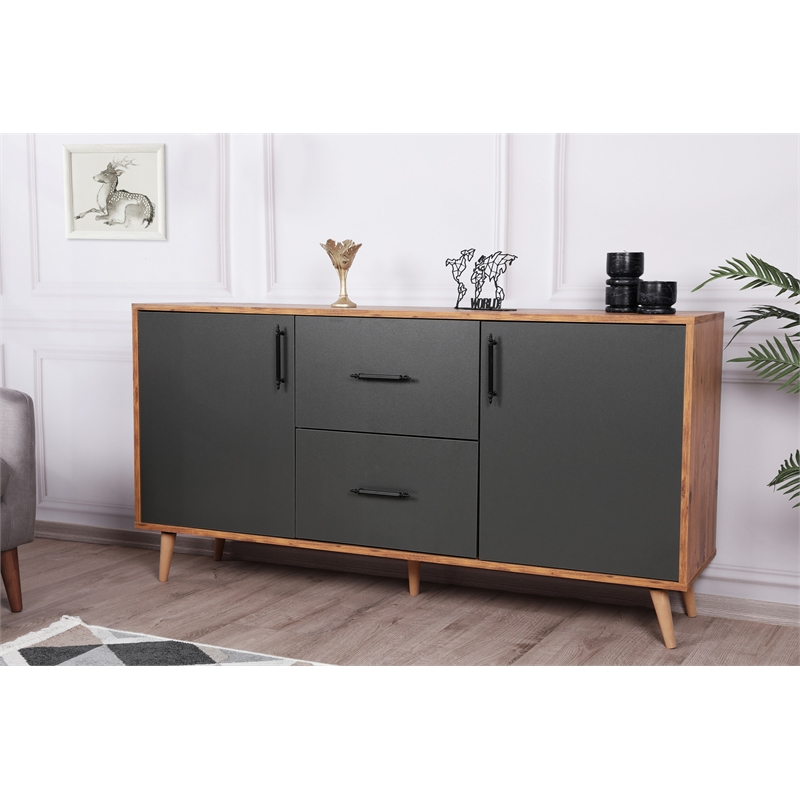 ASIR Hanah Home Cordoba Walnut Anthracite Console