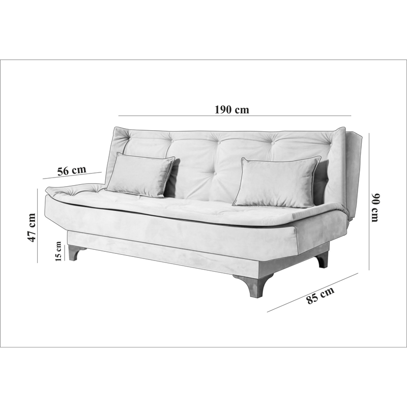 ASIR Atelier Del Sofa Kelebek - Rock 3-Seat Sofa-Bed