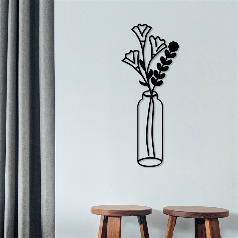 ASIR Wallity Flower 6 Black Decorative Metal Wall Accessory
