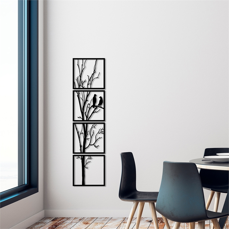 ASIR Wallity Tree And Birds B Black Decorative Metal Wall Accessory