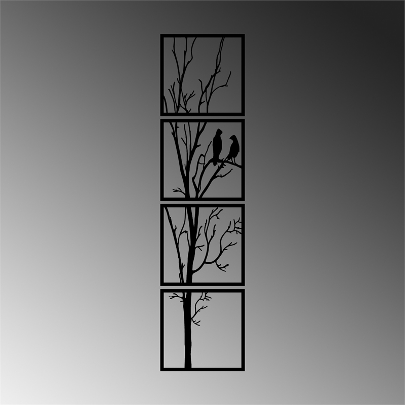ASIR Wallity Tree And Birds B Black Decorative Metal Wall Accessory