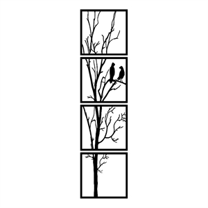 ASIR Wallity Tree And Birds B Black Decorative Metal Wall Accessory