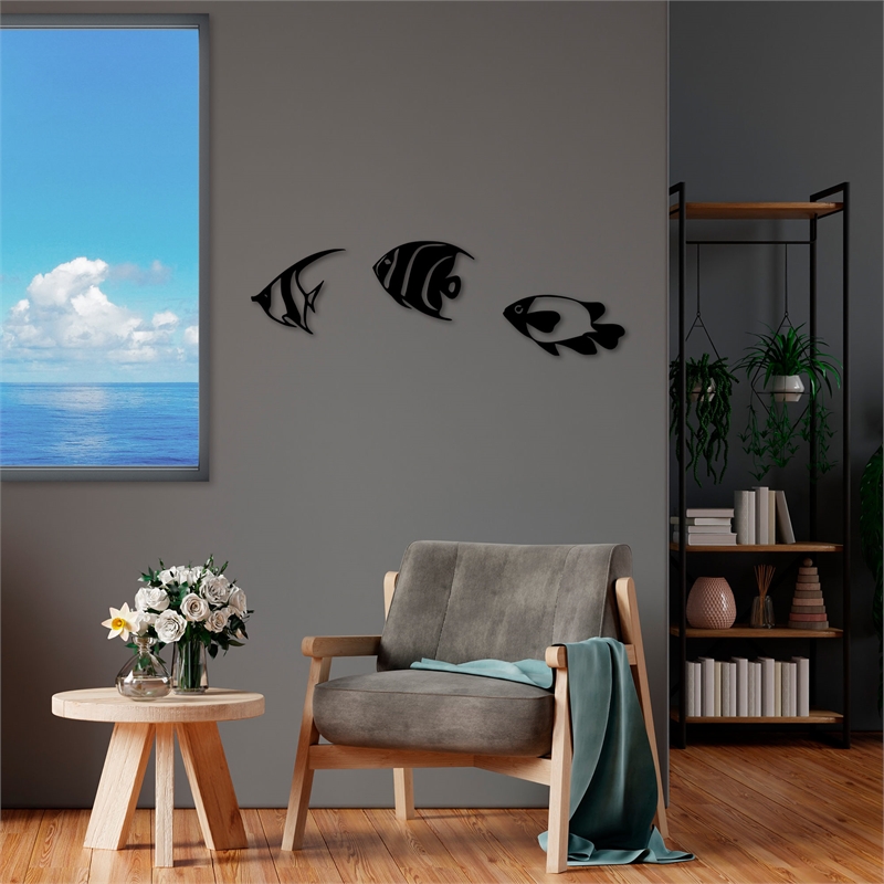 ASIR Wallity Fishes - 300 Black Decorative Metal Wall Accessory