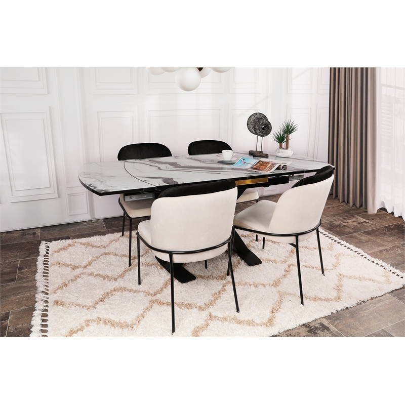 ASIR Hanah Home Dore 145 V2 Black Cream Chair Set