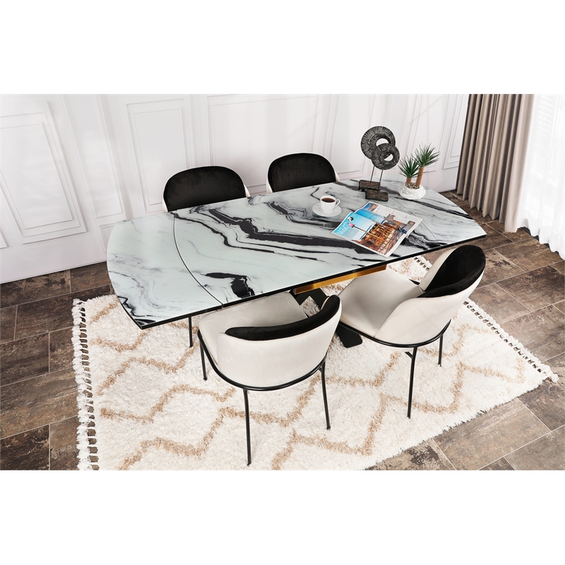 ASIR Hanah Home Dore 145 V2 Black Cream Chair Set