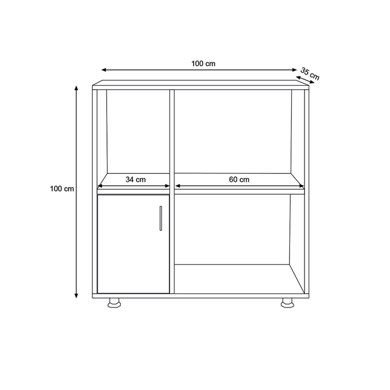 ASIR Hanah Home Nehir - L1194 Oak White Multi Purpose Cabinet