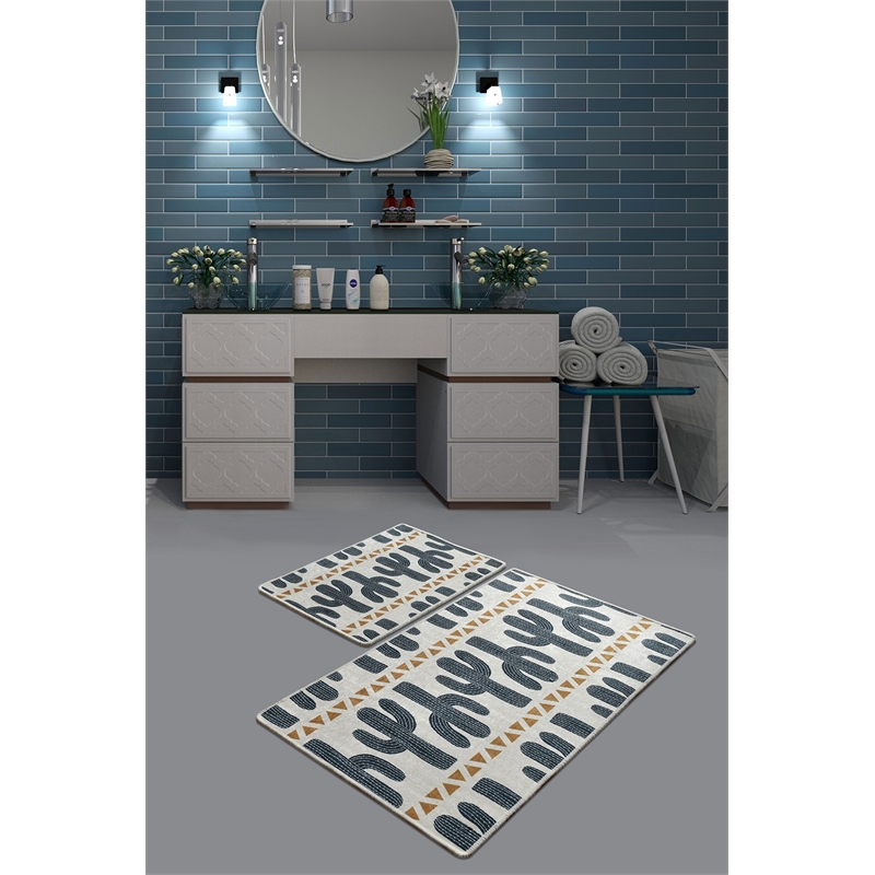 ASIR L'essential Maison Cactus Time DJT Multicolor Bathmat Set