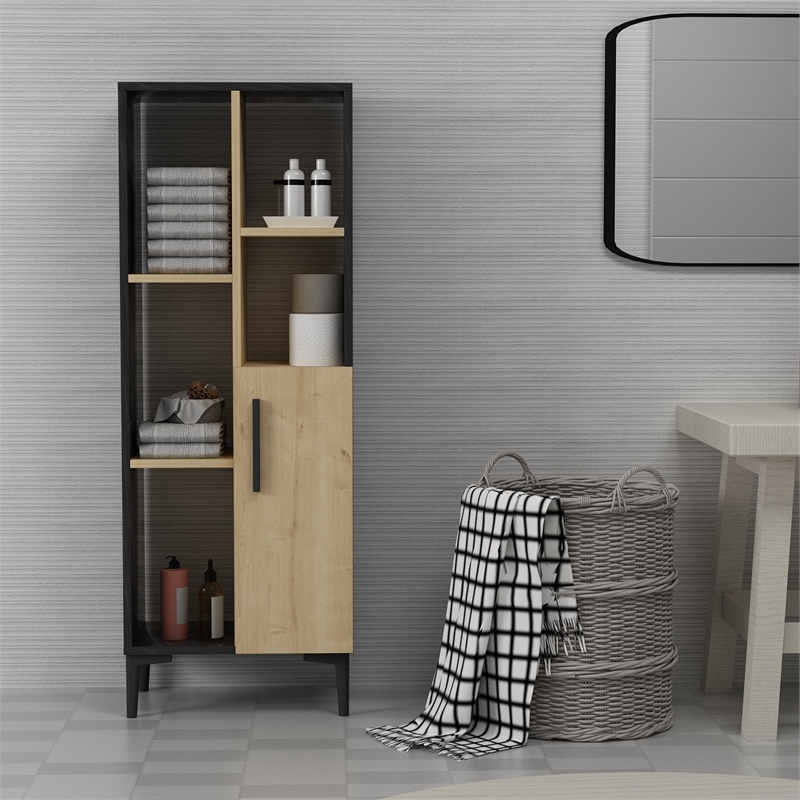 ASIR Hanah Home Ephesus - Black Sapphire Oak Black Multi Purpose Cabinet