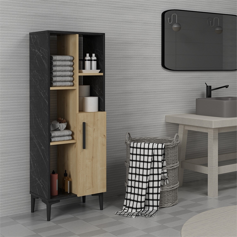 ASIR Hanah Home Ephesus - Black Sapphire Oak Black Multi Purpose Cabinet