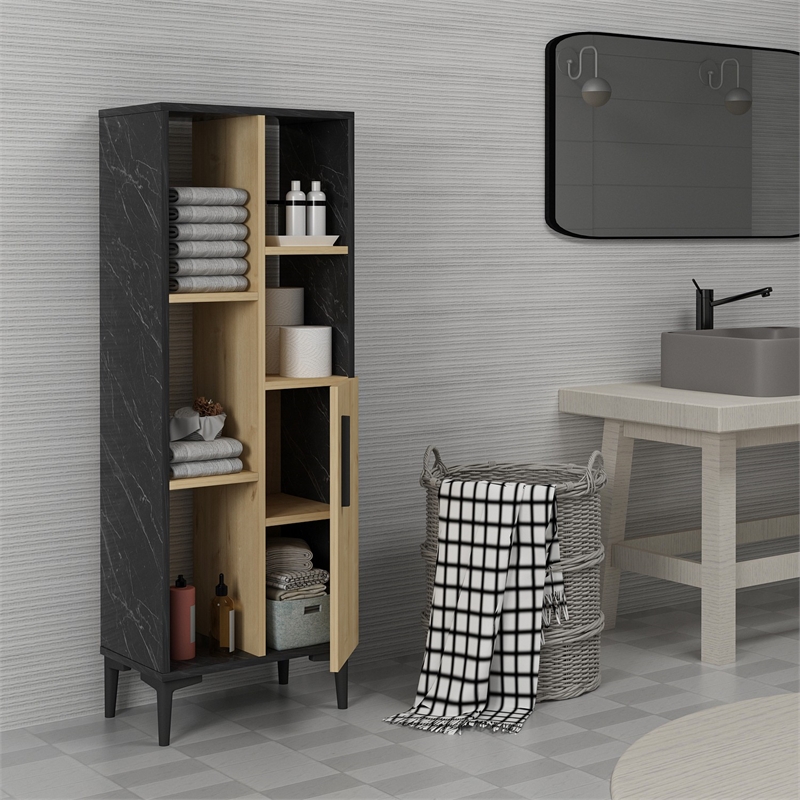 ASIR Hanah Home Ephesus - Black Sapphire Oak Black Multi Purpose Cabinet