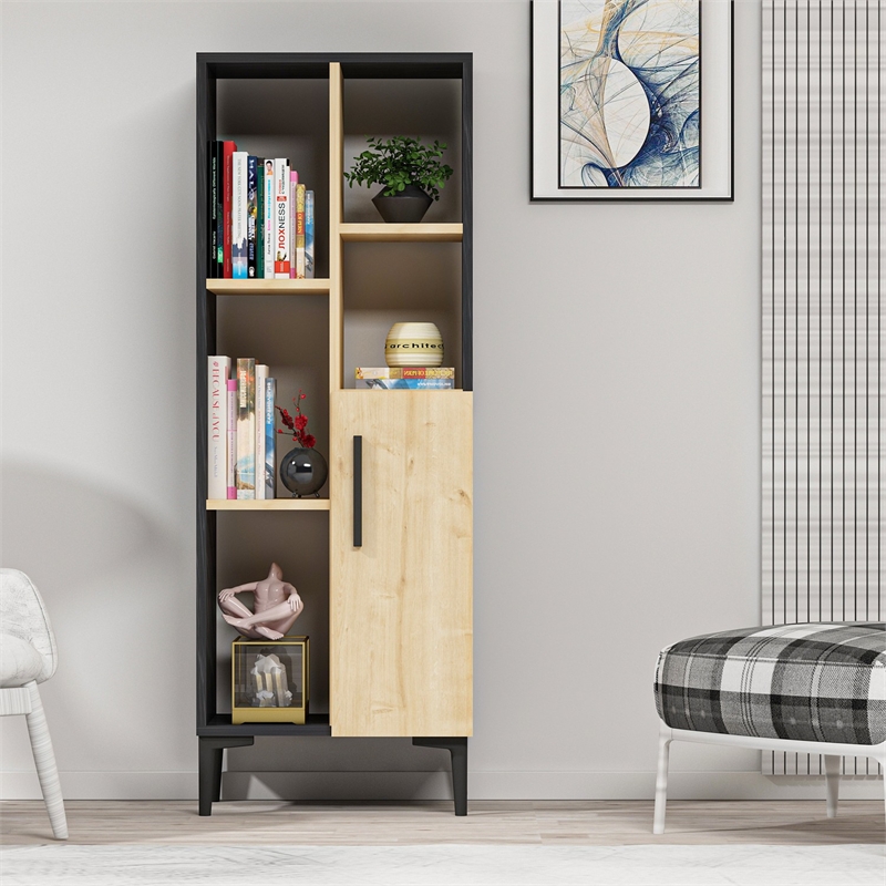 ASIR Hanah Home Ephesus - Black Sapphire Oak Black Multi Purpose Cabinet