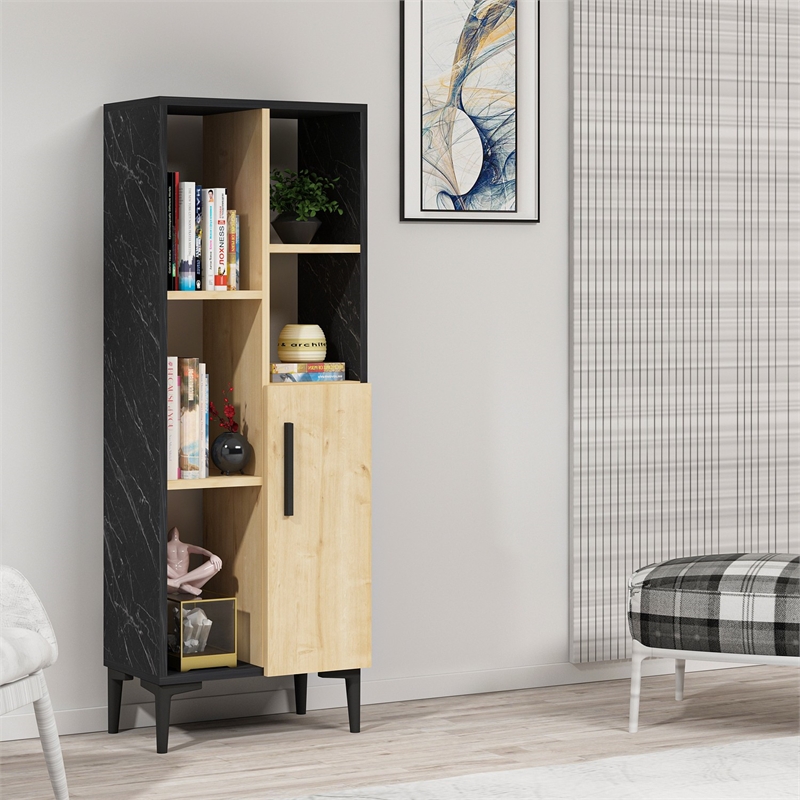 ASIR Hanah Home Ephesus - Black Sapphire Oak Black Multi Purpose Cabinet