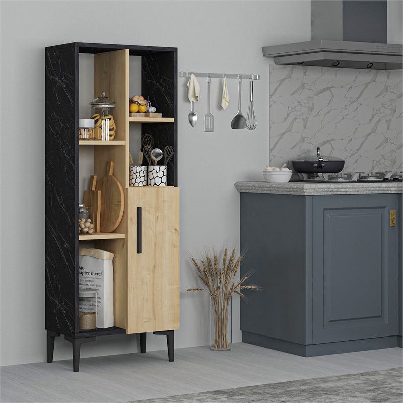 ASIR Hanah Home Ephesus - Black Sapphire Oak Black Multi Purpose Cabinet
