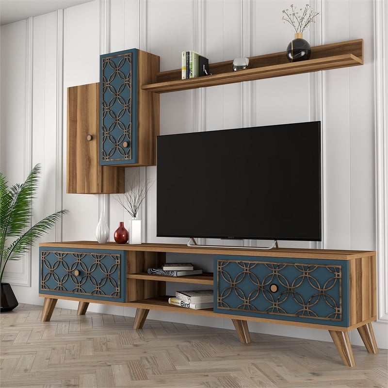 ASIR Hanah Home Class S - Walnut/Chalcedony Walnut Chalcedony TV Unit