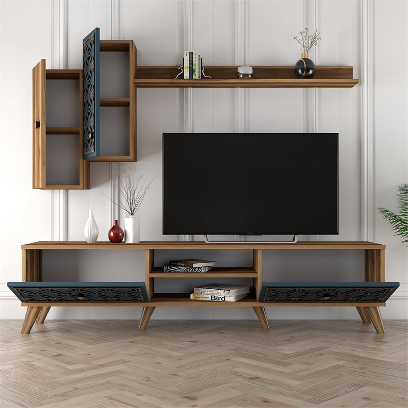 ASIR Hanah Home Class S - Walnut/Chalcedony Walnut Chalcedony TV Unit