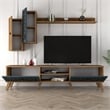 ASIR Hanah Home Class S - Walnut/Chalcedony Walnut Chalcedony TV Unit