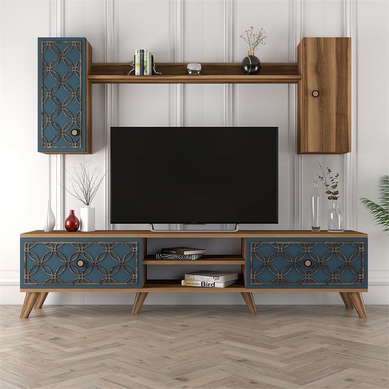 ASIR Hanah Home Class S - Walnut/Chalcedony Walnut Chalcedony TV Unit