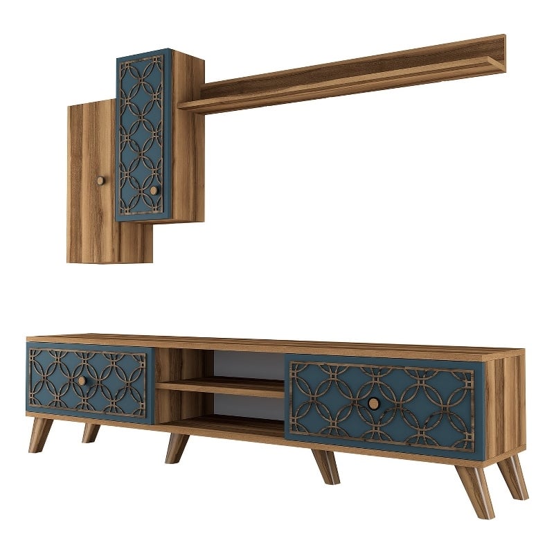 ASIR Hanah Home Class S - Walnut/Chalcedony Walnut Chalcedony TV Unit