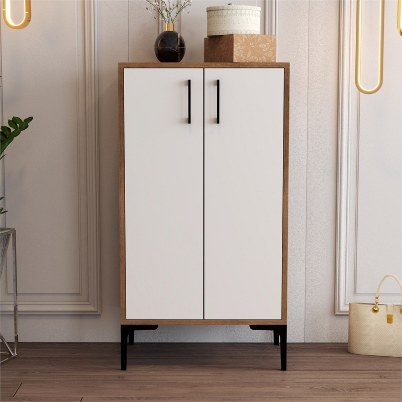 ASIR Hanah Home Prag - Walnut/White Walnut White Shoe Cabinet