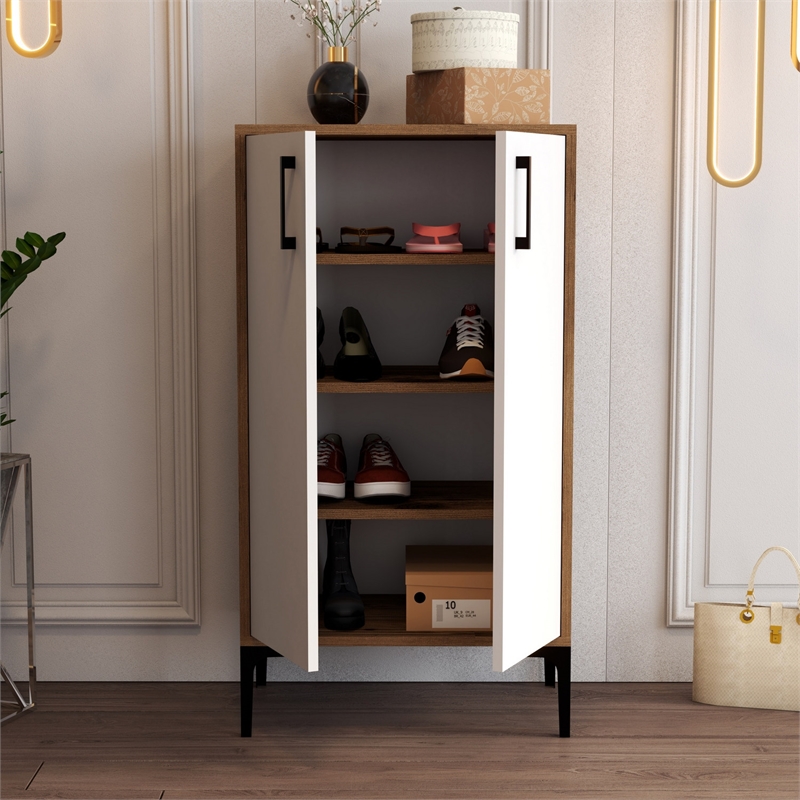 ASIR Hanah Home Prag - Walnut/White Walnut White Shoe Cabinet
