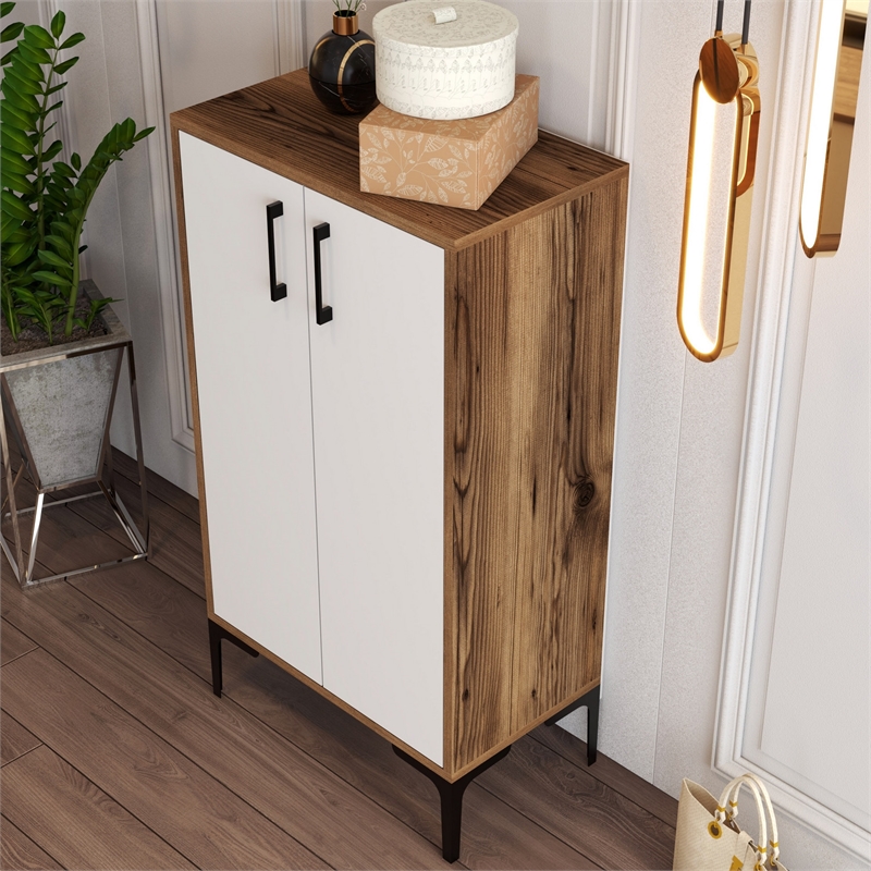 ASIR Hanah Home Prag - Walnut/White Walnut White Shoe Cabinet