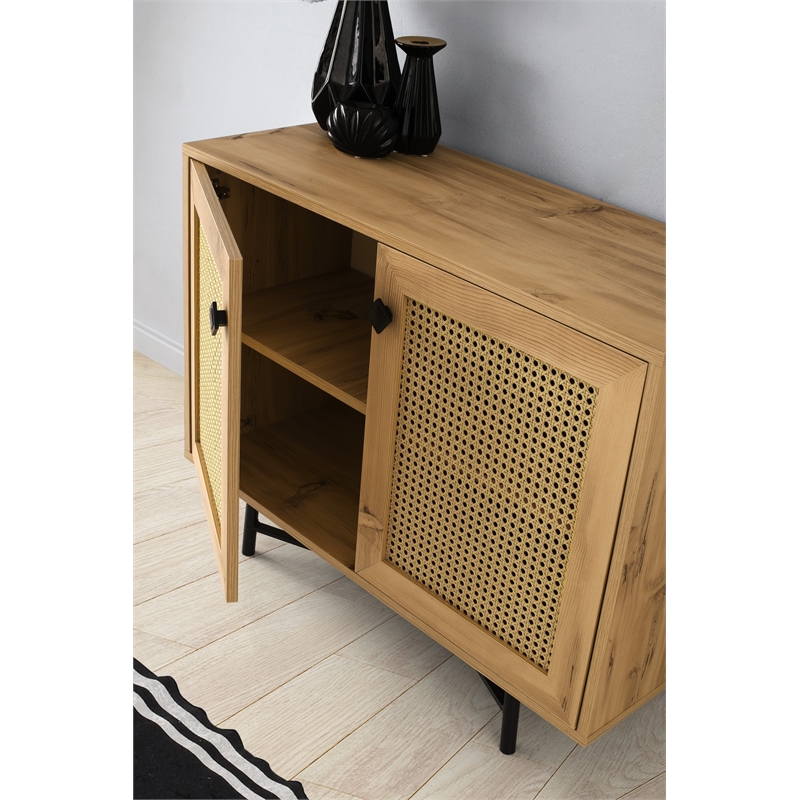 ASIR Hanah Home Tarsus Oak Black Multi Purpose Cabinet