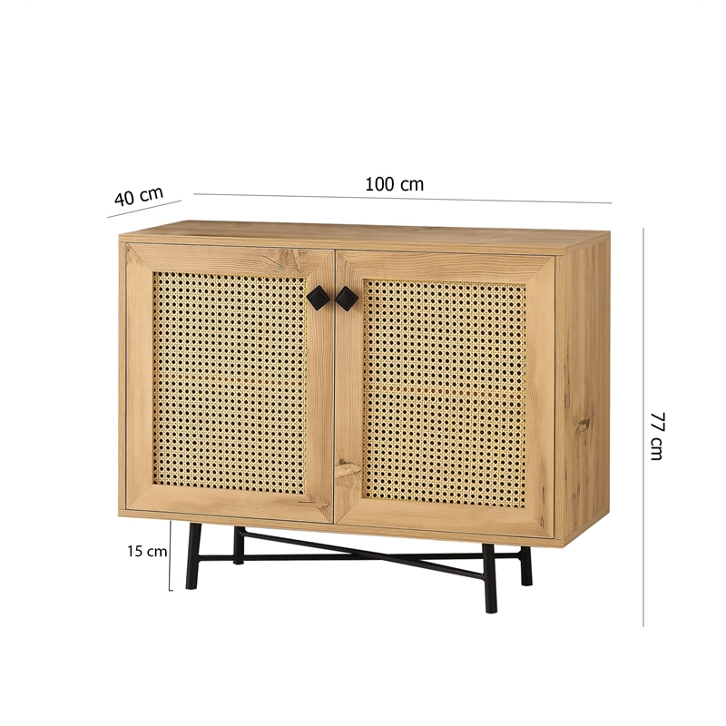 ASIR Hanah Home Tarsus Oak Black Multi Purpose Cabinet
