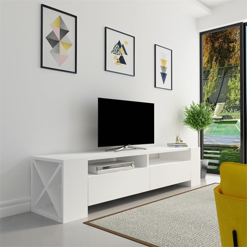 ASIR Hanah Home Sosruko - White TV Stand
