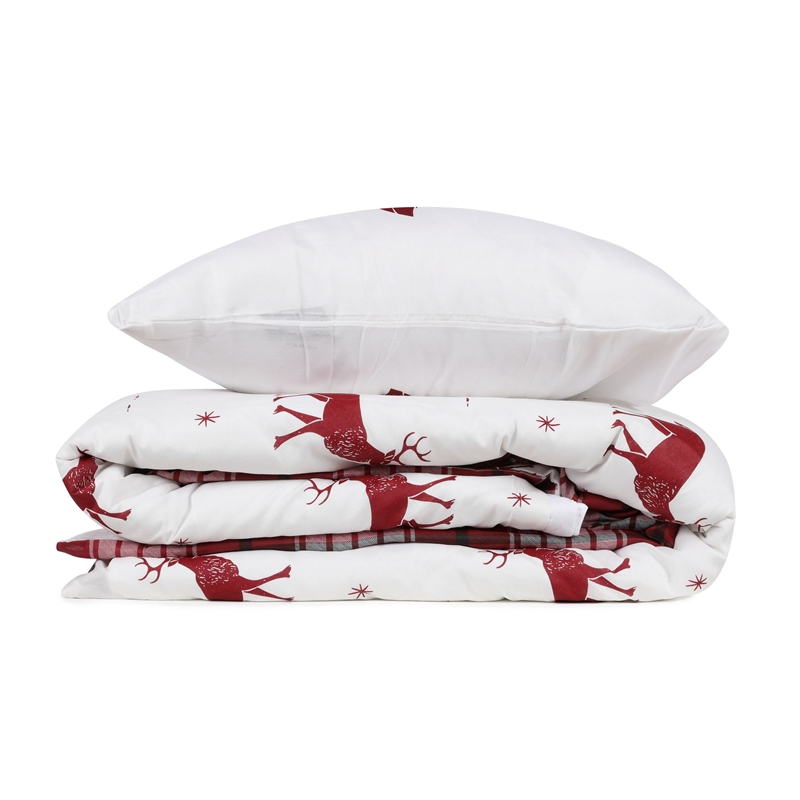 ASIR L'essential Maison Geyik - Claret Red White Single Quilt Cover Set