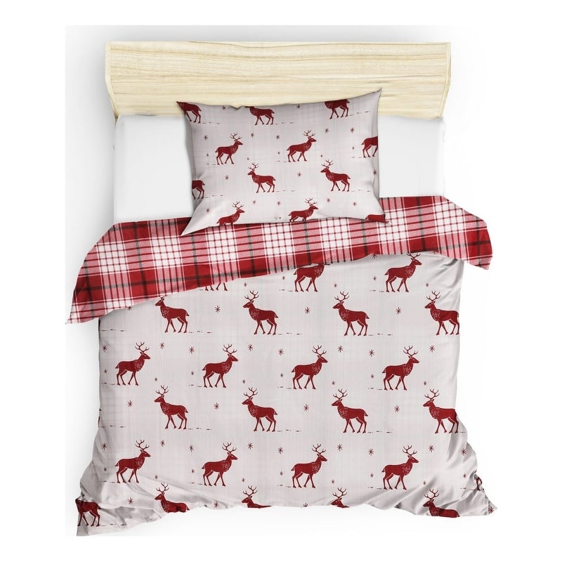 ASIR L'essential Maison Geyik - Claret Red White Single Quilt Cover Set