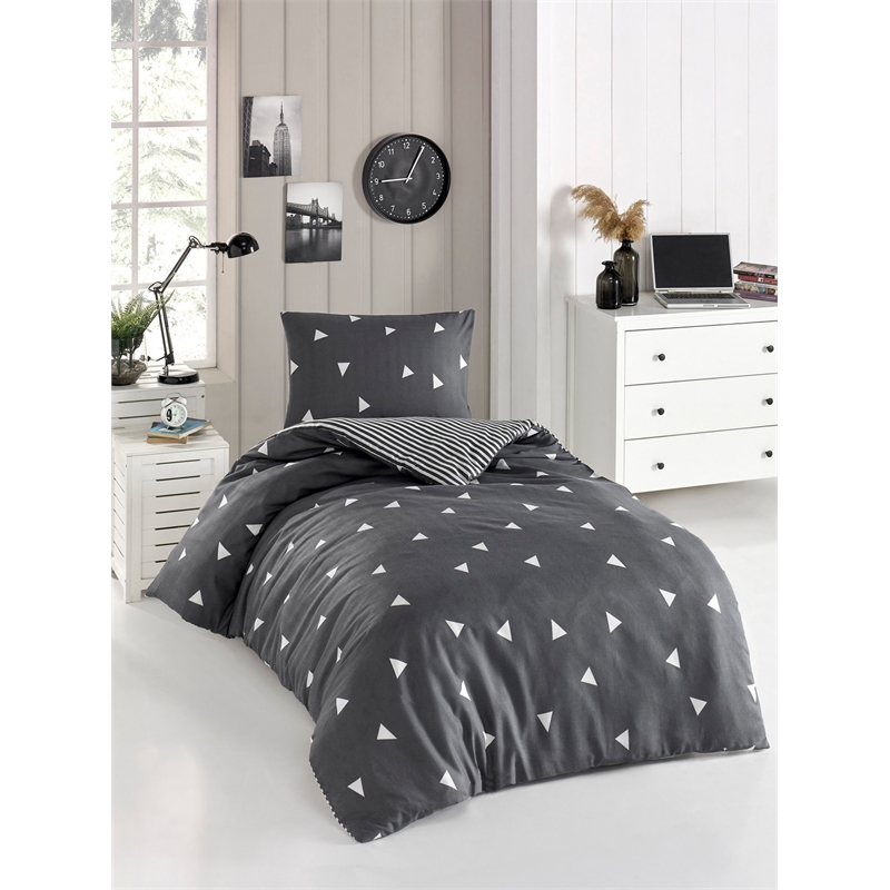 ASIR L'essential Maison gen - Grey White Single Duvet Cover Set
