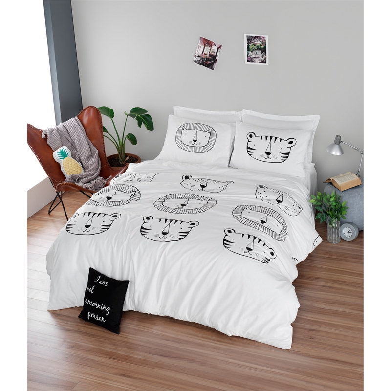 ASIR L'essential Maison White Black Ranforce Single XXL Quilt Cover Set