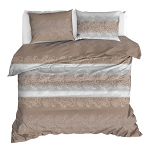 ASIR L'essential Maison Silvia - Brown Grey Ranforce King Quilt Cover Set